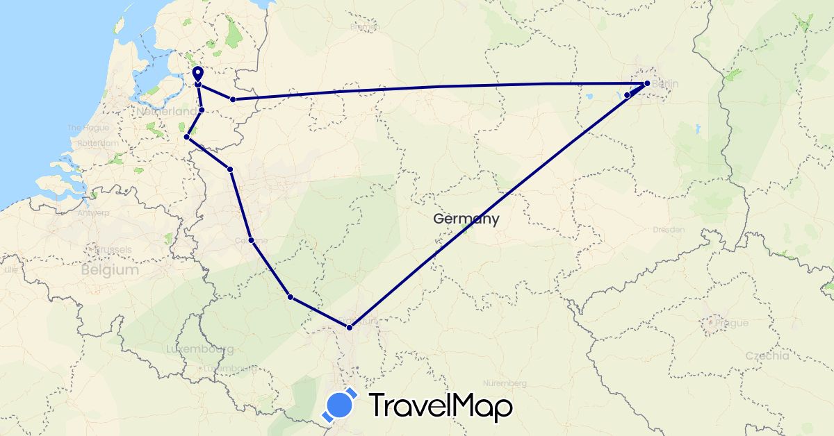 TravelMap itinerary: driving in Germany, Netherlands (Europe)